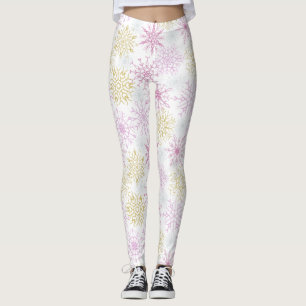 Faltenrosa Schneeflocken Leggings