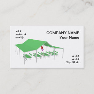 Faltenstuhl und -tabellen mit Partyballonen Visitenkarte