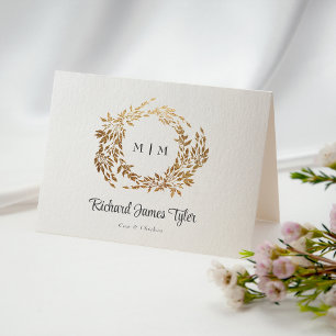 Faltes DIY Classic Monogram Gold Wappen Platzkarte Tischnummer