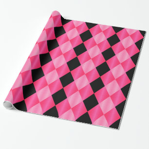 Faltes Harlequin, Pink-Schwarz-GIFT-WRAPPING-PAPIE Geschenkpapier