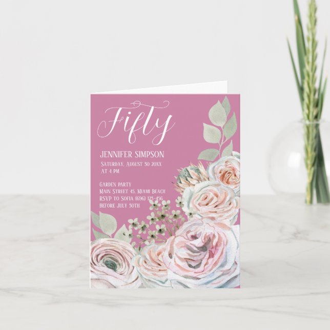 Faltete weibliche Geburtstagskarte mit Aquarellfar Dankeskarte (Vorderseite)