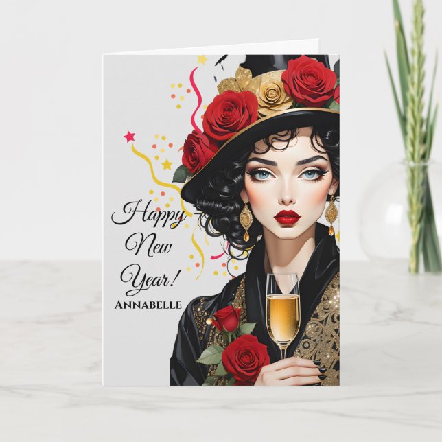 Faltkarte "Happy New Year" Ankündigung (Vorderseite)