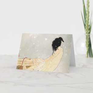 Faltkarte JAPANISCHE DRUCK VON RAVEN IM SCHNEE