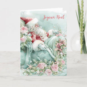Faltkarte Joyeux Noël Santa Sleigh Feiertagskarte