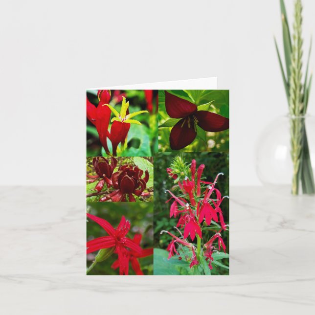 Faltkarte mit Wildblume-Collage Karte (Vorderseite)