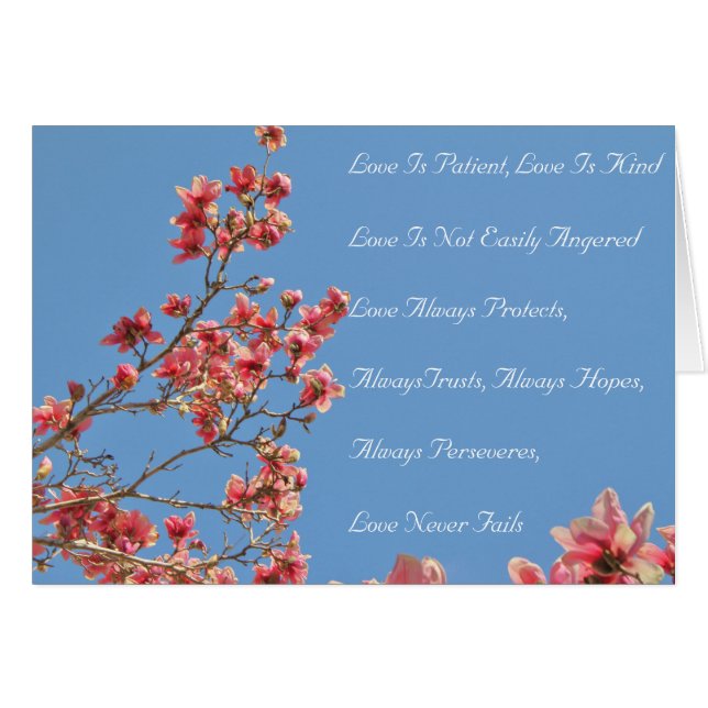Faltkarte, Tulip Magnolia Tree mit Liebe Verse (Vorderseite (Horizontal))