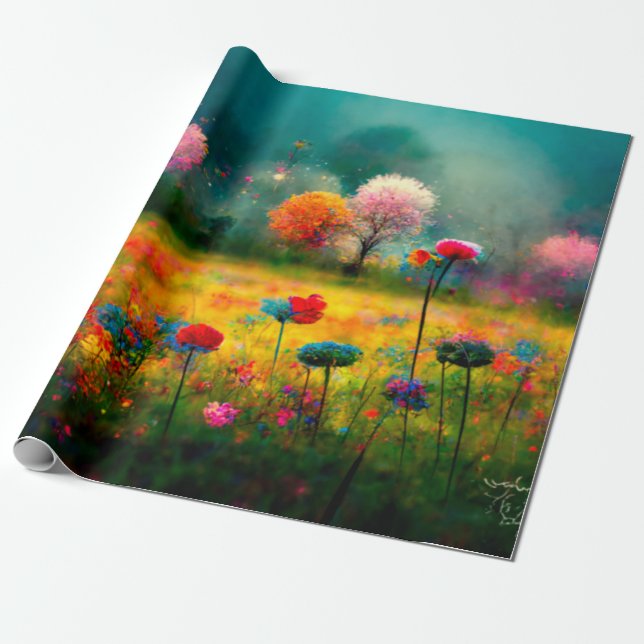 Faltpapier für die Blumenmuster Geschenkpapier (Ungerollt)