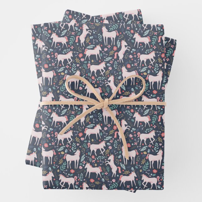 Faltpapier für Einhornfelder Geschenkpapier Set (Beispiel)
