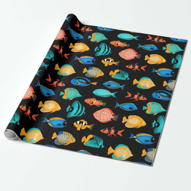 Faltpapier für Fischmuster Geschenkpapier (Ungerollt)