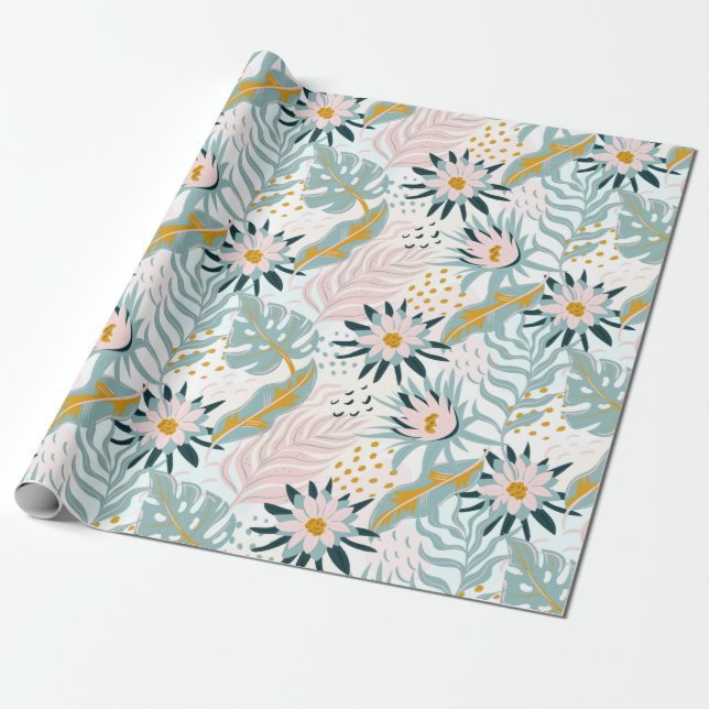 Faltpapier mit Blumenmuster Geschenkpapier (Ungerollt)