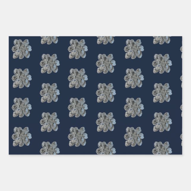 Faltpapierblätter 3 Austern Geschenkpapier Set (Vorderseite 2)