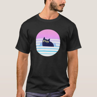 Faltschachtel für die schwarze Katze Rosa blaue St T-Shirt