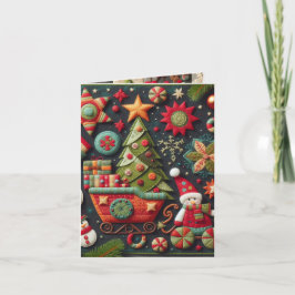 Faltschneemann und Sleigh Weihnachtskarte Feiertagskarte