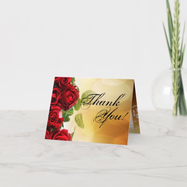 Faltt Dankeschön Card Rote Rose Bouquet Bridal Flo Dankeskarte (Vorderseite)