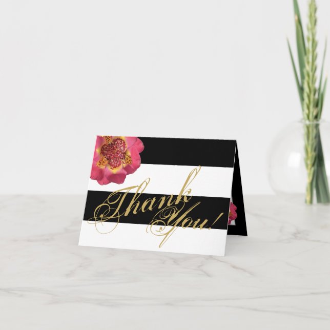 Faltt Dankeschön Karte Moderner Streifen Schwarz-w (Vorderseite)