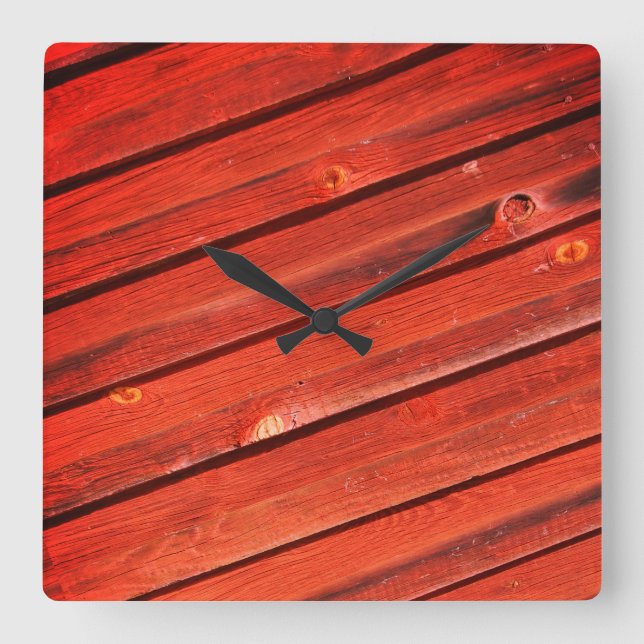 Faluröt, Typical Swedish Falun Colors Quadratische Wanduhr (Vorderseite)