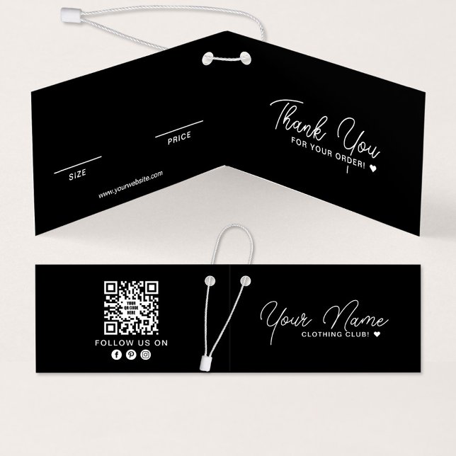 FalzClothing QR Code Black Hang Tag Card (Von Creator hochgeladen)