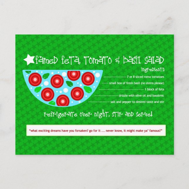 FAMED FETA TOMATO BASIL SALAD POSTKARTE (Vorderseite)