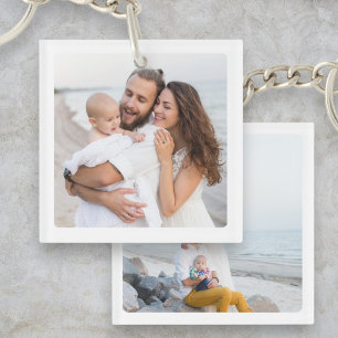 Familiär angepasster Keepake mit zwei Fotos Schlüsselanhänger