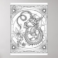 Familiar Dragon: DIY Coloring Poster von Sonja A.S