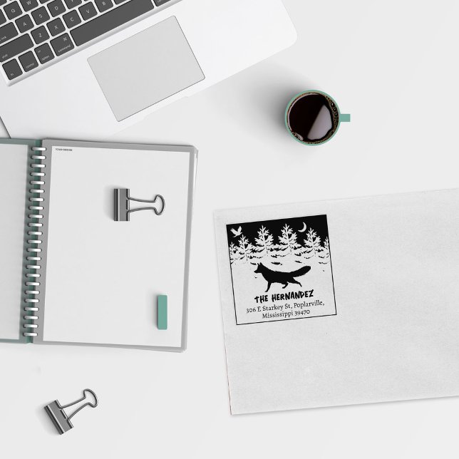 Familiäre Rücksendeadresse von Custom Forest Wolf Gummistempel (Von Creator hochgeladen)