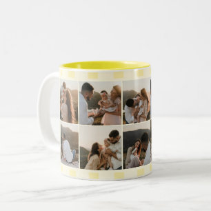 Familie 10 Foto Gelbe Streifen Zweifarbige Tasse