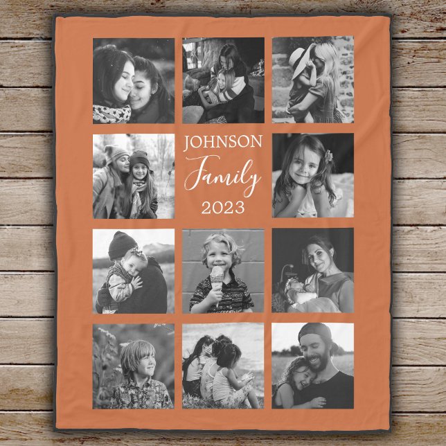 Familie 11 Foto Burnt Orange Fleece Blanket (Von Creator hochgeladen)