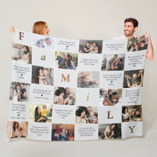 Familie 18-Foto Collage & 12 persönliche Nachricht Fleecedecke