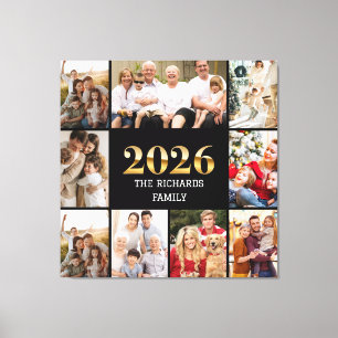 Familie 2026 Fotocollage Benutzerdefinierter Skrip Leinwanddruck