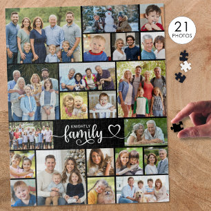 Familie 21 Foto Script Herzname Puzzle