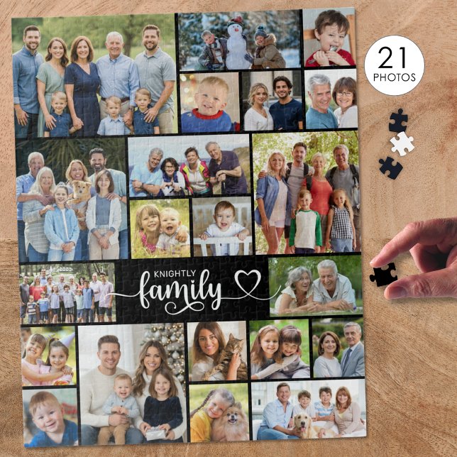 Familie 21 Foto Script Herzname Puzzle (Von Creator hochgeladen)