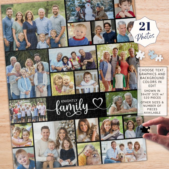 Familie 21 Foto Script Herzname Puzzle (Von Creator hochgeladen)