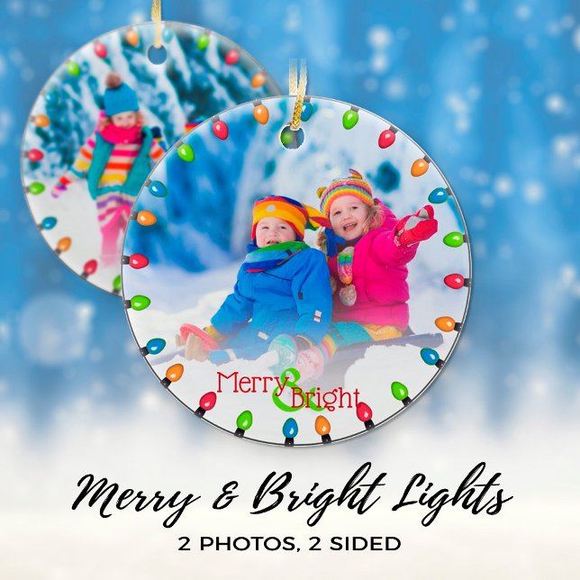 Familie 2 Foto Weihnachtsleuchten Moderne Keramik Ornament (Von Creator hochgeladen)