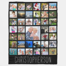 Familie 39 FotoCollage Personalisiert Black Fleecedecke