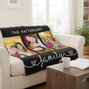 Familie 3 Foto Vorlage Personalisierte Schrift Fleecedecke