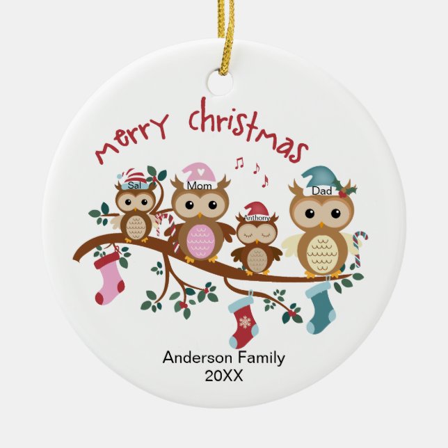 Familie 4 Schüssel Weihnachten Keramik Ornament (Vorne)