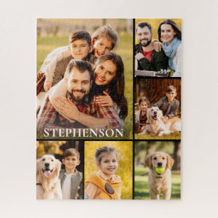 Familie 6 FotoCollage Minimalistisch Einfach Puzzle