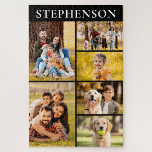 Familie 6 FotoCollage Minimalistisch Einfach Puzzle