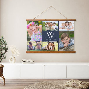 Familie 6 FotoCollage Wandteppich Mit Holzrahmen