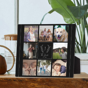 Familie 8 Foto-Collage Monogramm Name personalisie Fotoplatte