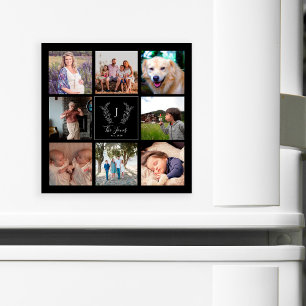 Familie 8 Foto-Collage Monogramm Namensandenken Magnetkarte