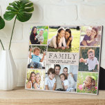 Familie 8 Foto Collage Taupe Fotoplatte<br><div class="desc">Eine elegante Taupplakette zur Darstellung Ihrer Lieblingsfamilienbilder mit einer 8-Foto-Collage von Eltern,  Kindern,  Großeltern,  Enkeln,  anderen Familienmitgliedern,  Haustieren usw.,  "FAMILY" in eleganter Typografie und Ihren Familiennamen oder anderen Texten in einfacher Typografie.</div>