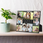 Familie 8 FotoCollage Black Fotoplatte<br><div class="desc">Eine elegante,  individuell gefertigte 8-Foto-Collage schwarze Plakette,  um Ihre Lieblingsfamilienbilder anzuzeigen. Fügen Sie acht Fotos von Eltern,  Kindern,  Großeltern,  anderen Familienmitgliedern,  Haustieren,  etc. hinzu. Personalisieren Sie "FAMILY",  geschrieben in der Mitte in offener weißer Typografie,  und fügen Sie Familiennamen oder anderen Text in einfache weiße Typografie.</div>