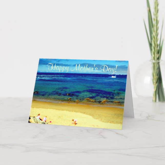 Familie am Muttertag bei Beach Card Karte (Vorderseite)