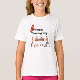 Familie am Tisch mit Truthühnern T-Shirt