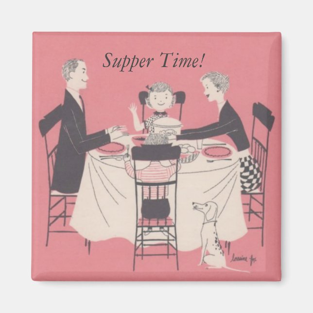 Familie am Tisch, Supper Time! Magnet (Vorne)