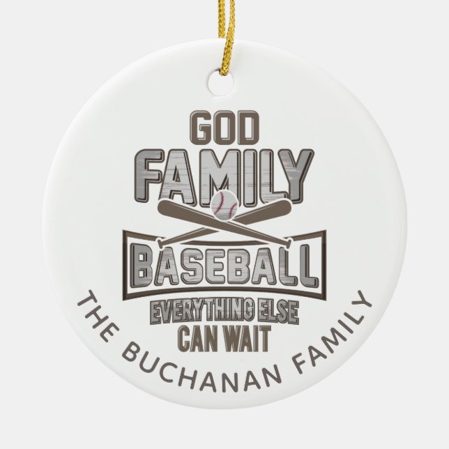 Familie Baseball Weihnachten Keramik Ornament (Vorne)