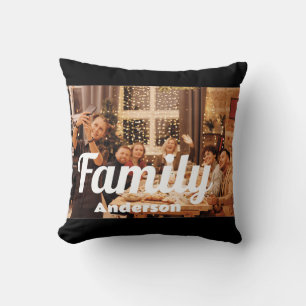 Familie Boho Text mit zwei Fotos Kissen