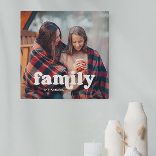 Familie   Boho Text Overlay mit Foto Leinwanddruck