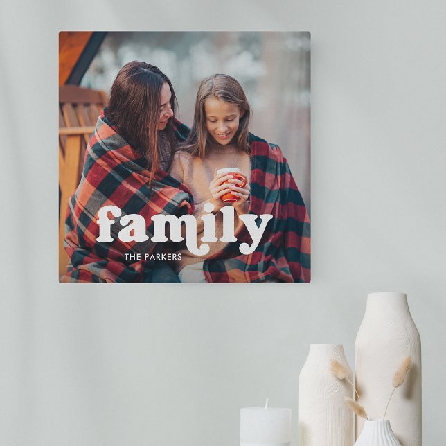 Familie | Boho Text Overlay mit Foto Leinwanddruck (Von Creator hochgeladen)
